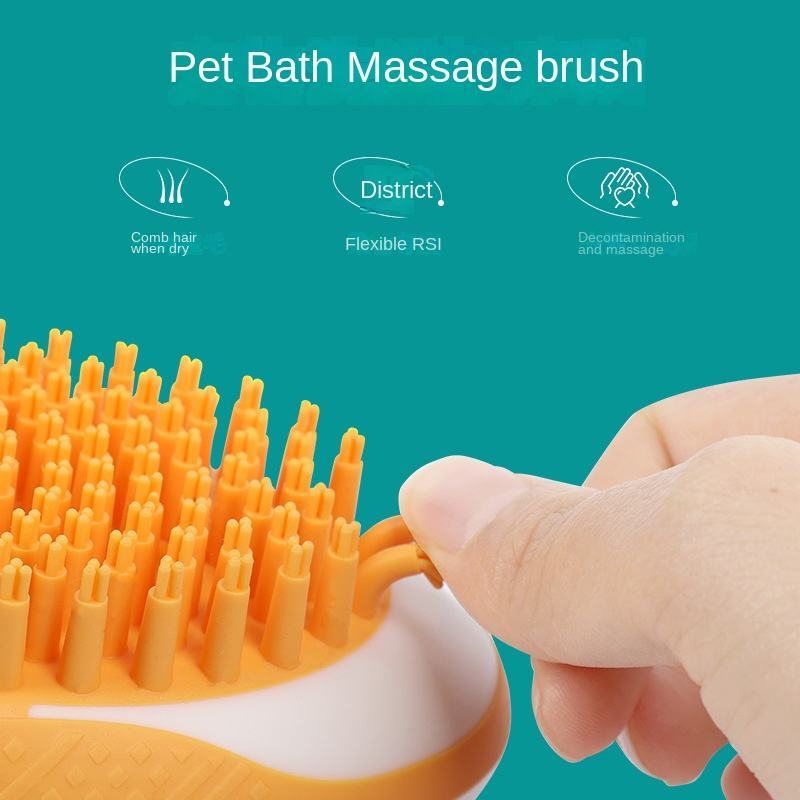 2-in-1 pet silicone bath brush with soft bristles for dogs and cats