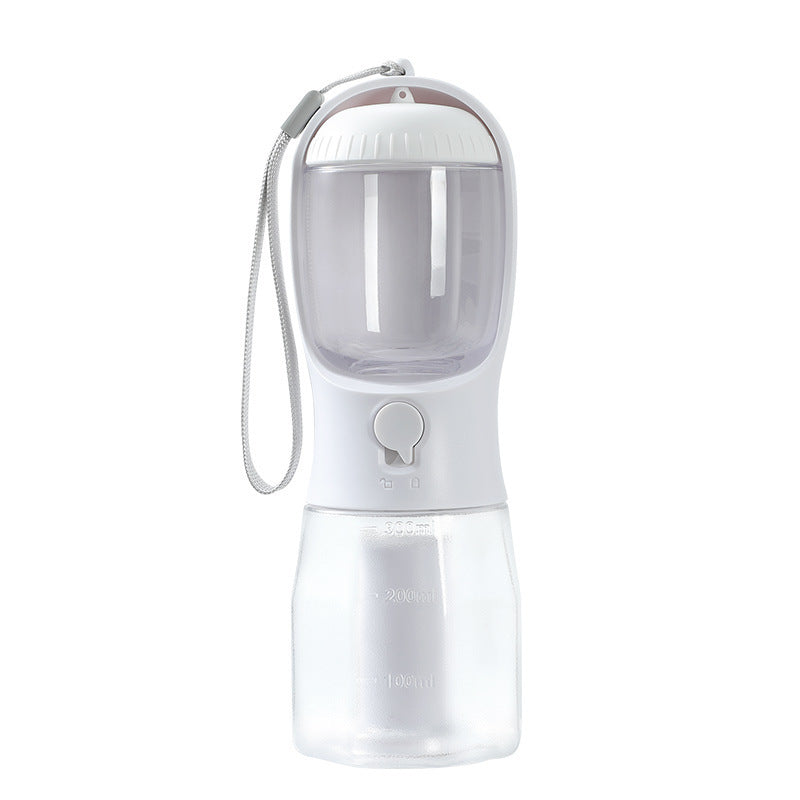 Portable 3-in-1 water bottle for dogs with food container and waste bag