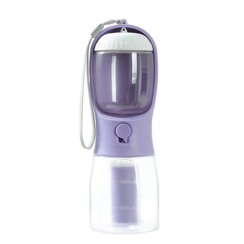 Portable 3-in-1 water bottle for dogs with food container and waste bag