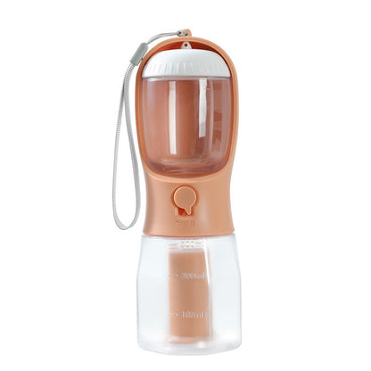 Portable 3-in-1 water bottle for dogs with food container and waste bag