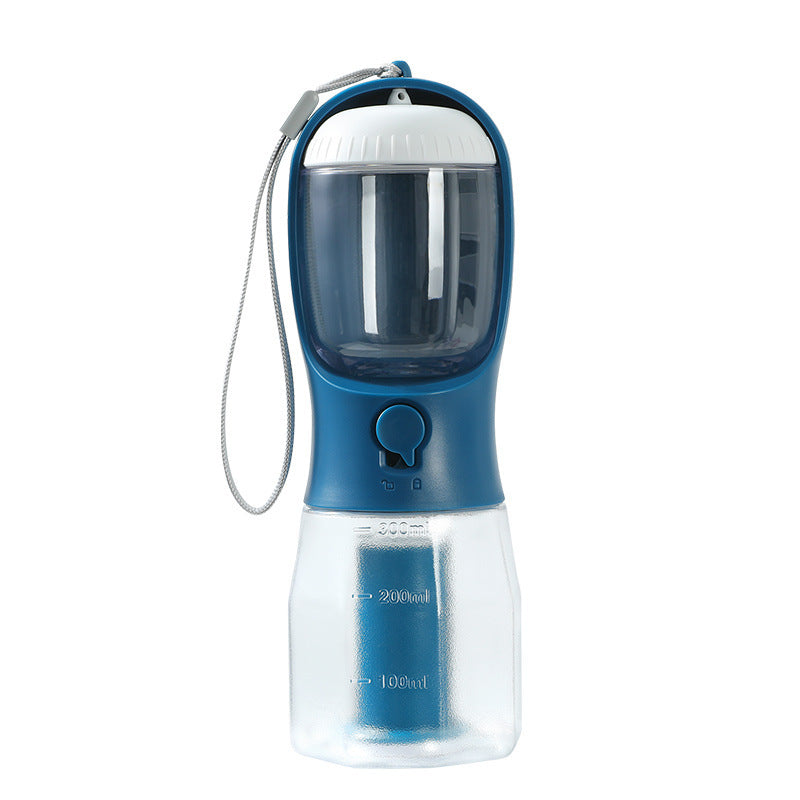 Portable 3-in-1 water bottle for dogs with food container and waste bag