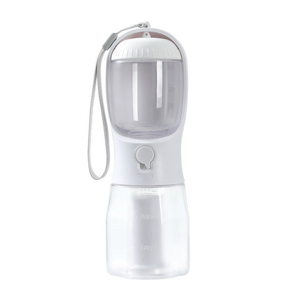 Portable 3-in-1 water bottle for dogs with food container and waste bag